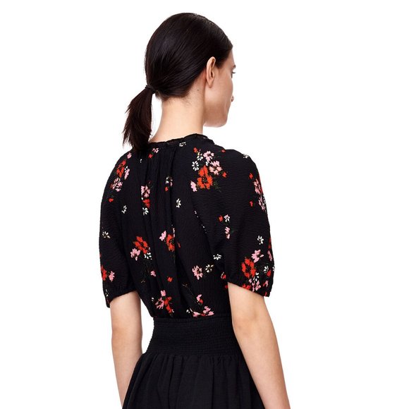 Rebecca Taylor Short Sleeve Marguerite Silk EXCLUSIVE Floral Print Top Sz 00 - Picture 5 of 9